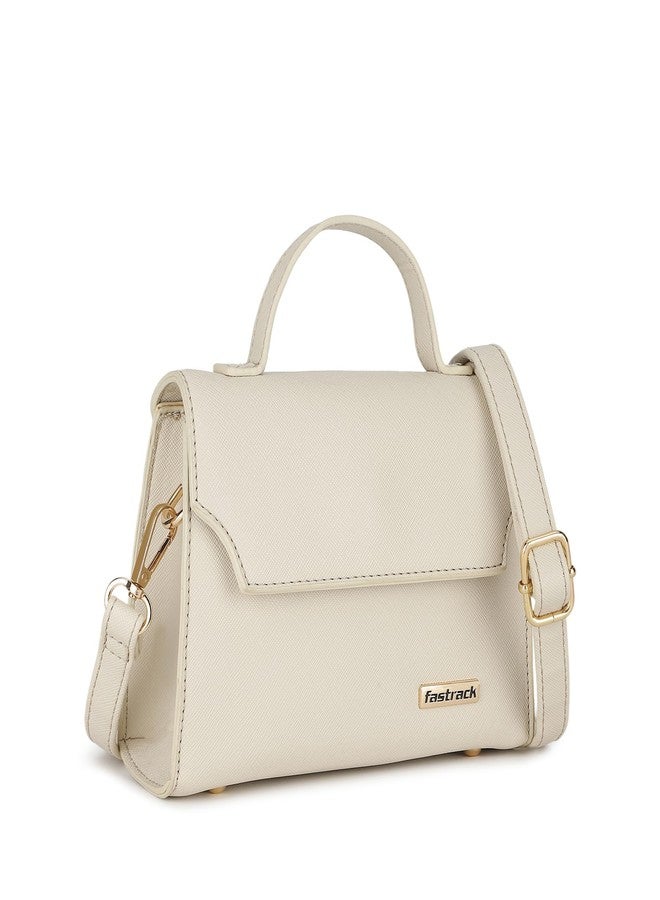 Fastrack Women’s White Satchel | Multi-Carry Bag with Faux-Leather Handle, Adjustable Strap & Quick-Access Pocket - Image 3